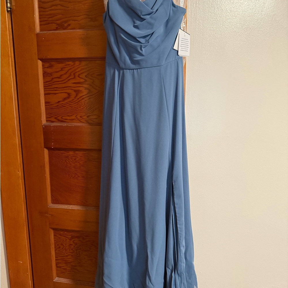 David's Bridal Slate Blue Prom/bridesmaids Dress